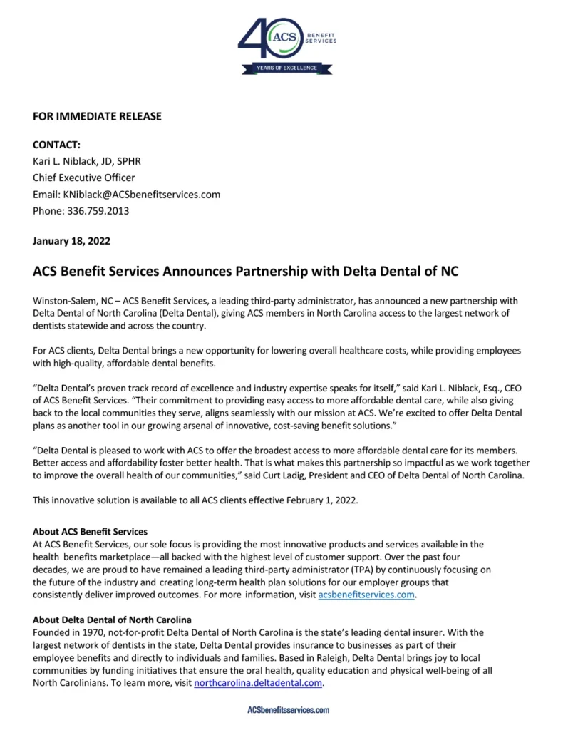 Document Preview of Delta Dental NC Partnership
