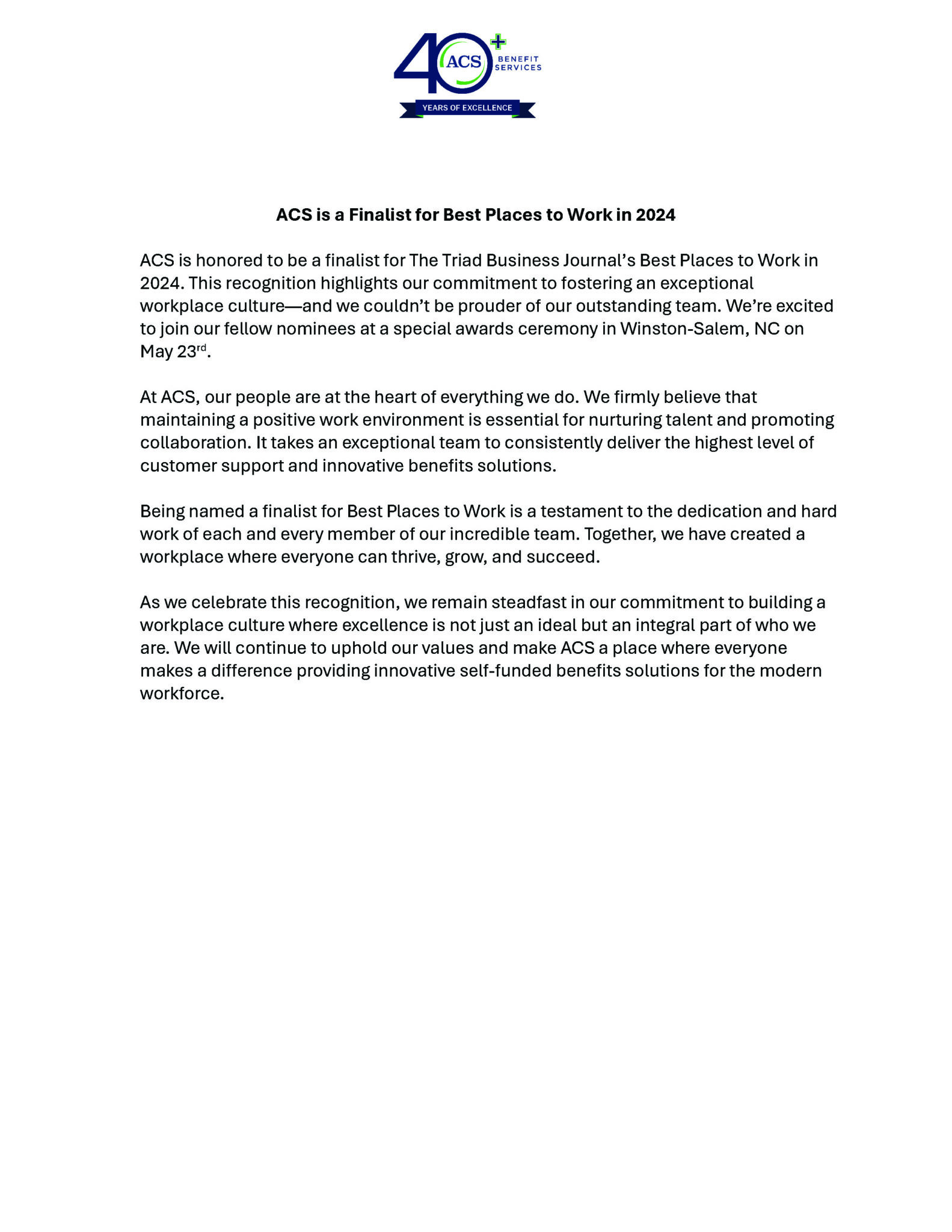 ACS Benefit Services SelfFunded Health Benefits for Employers